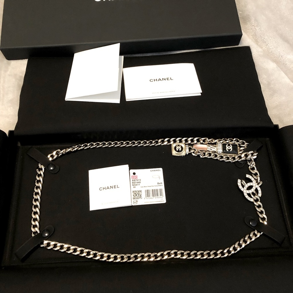 NWT Chanel 22C Cuban Link lipstick & CC Belt in 80